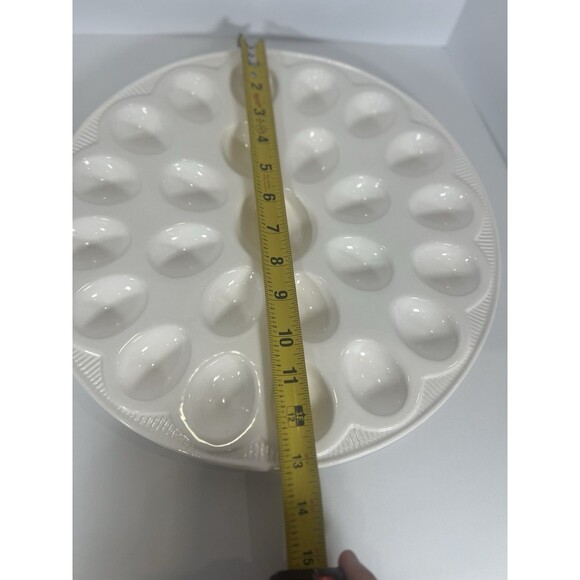 Deviled Egg Platter Set - 2pc White Ceramic.  Egg Serving Platter‎ - Picture 4 of 14